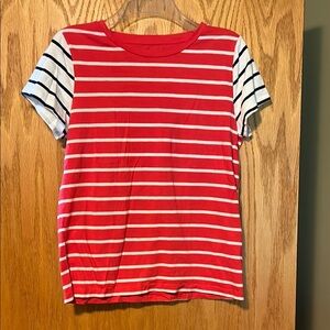 J. Crew Red and White Striped Short Sleeve Tee